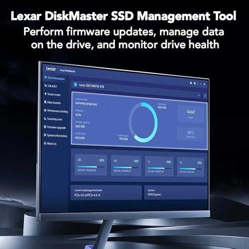 Lexar 1TB NQ780 Internal NVMe SSD, 6500/2500 MB/s, M.2 2280, PCIe Gen 4x4