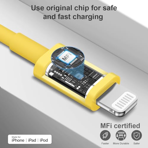 iPhone Charger Fast Charging 10FT 20W USB C Charger Block Super Fast Charger Cable Compatible with iPhone14/14 Pro Max/13/13Pro/12/12 Pro/11,iPad(Yellow - Image 3
