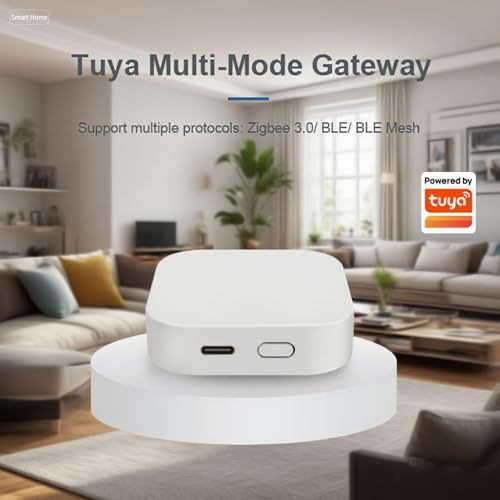 Tuya Smart Multi-Mode Gateway, Zigbee 3.0, Bluetooth Mesh, Smart Wireless Hub for Home Automation, 2.4GHz WiFi Only, APP Control, Compatible with Alexa, Google Assistant