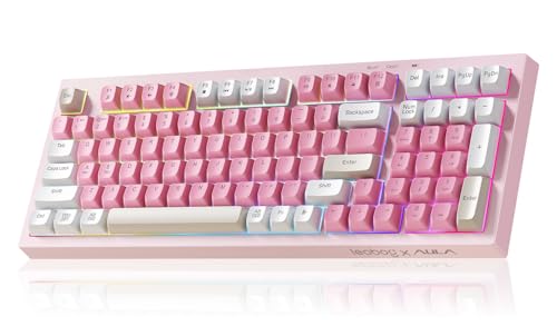 LEOBOG x Aula Pink Keyboard Wireless Creamy Computer Gaming Keyboards