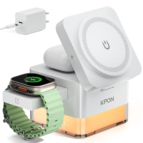 KPON for iPhone Nightstand Charging Station, 3in1 Wireless Charger Stand