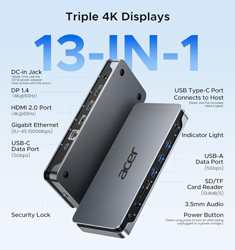 Acer 13-in-1 Laptop Docking Station, USB-C 3 Display | USB Hubs - Image 3