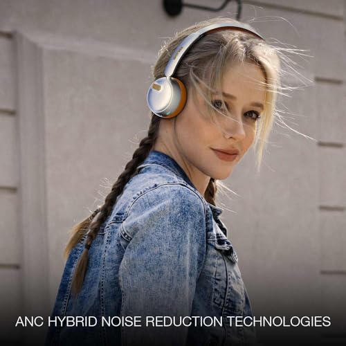 Sirius 120H ANC Over-Ear Headphones-Wireless Bluetooth Noise Cancelling Headphones with Mic,Transparency Mode,Lightweight for Travel,Gym,Work (Sliver)