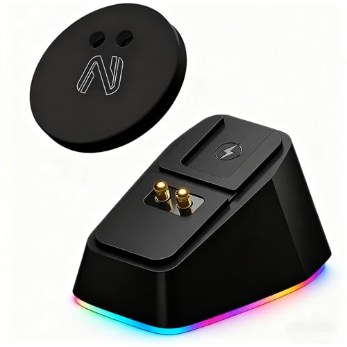 for Logitech G PRO X Superlight/2/2 Dex Dedicated Black Wireless Mouse Charger 11 RGB Modes, Compatible with DeathAdder v2 Pro and Other Gaming mice Gaming Gear for Esports Players (Black)