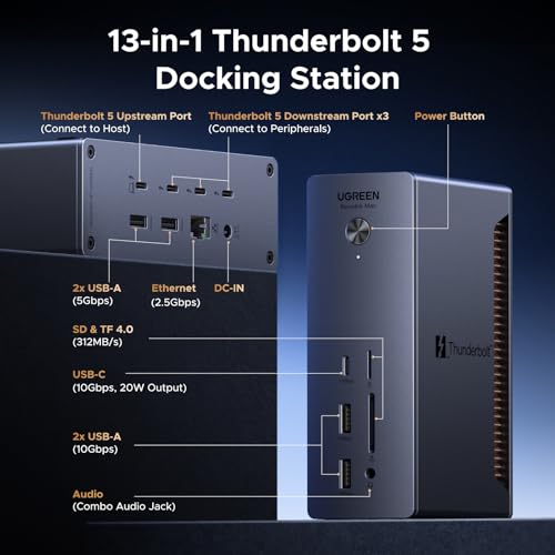 UGREEN Maxidok Thunderbolt 5 Docking Station, Triple 4K@60Hz, 4xTBT5 Port