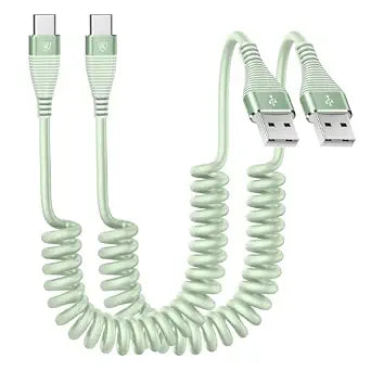 USB to USB C Cable Fast Charging 60W, 2Pack 6FT Coiled USB A to USB C Cable