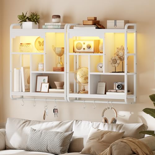 HOOBRO Gaming Floating Shelves for Wall, 26.4" LED wall Shelf Display Rack