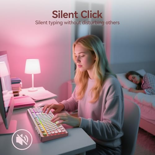 AUSDOM H98 Pink Creamy Mechanical Keyboard, 96% Silent Quiet Wireless Keyboard with Number Pad, Hot Swappable Gaming Keyboard 2.4G/BT/USB-C with RGB Backlit, 8000mAh Battery, 98 Keys for Mac/Win - Image 4