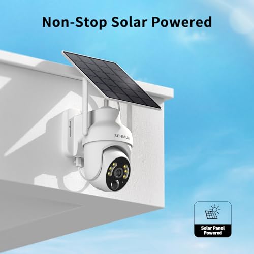 SEHMUA 2K Solar Security Cameras Wireless Outdoor, 2 Pack 360° View Pan/Tilt WiFi Security Camera Outside with Color Night Vision,Easy to Install, PIR Alarm, 2-Way Audio - Image 3