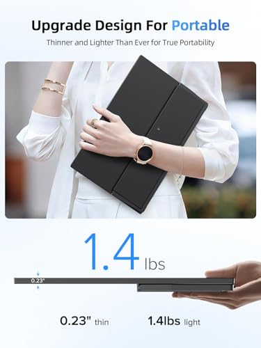 UPERFECT Portable Monitor 15.6", 125% sRGB Ultra-Slim Laptop Monitor with Protective Sleeve, Built-in Adjustment Stand | Speaker | VESA, HDMI USB-C Plug & Play Second Screen for Phone Game Console