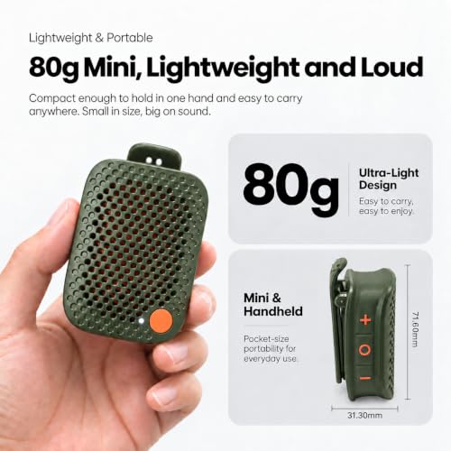 Portable Bluetooth Speaker with Tws Stereo | Small Clip on Bluetooth Speaker IPX7 Waterproof Mini Magnetic Wireless Speaker, Portable Outdoor Bluetooth Speakers, Big Audio and Punc - Image 6