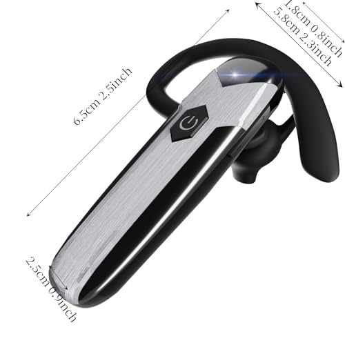Bluetooth Headset V5.3 Single-Ear Earpiece with Wireless Microphone 48H Battery, Bluetooth Earpiece - Handsfree for Driving/Truck Drivers, Compatible with iPhone, Android, Samsung