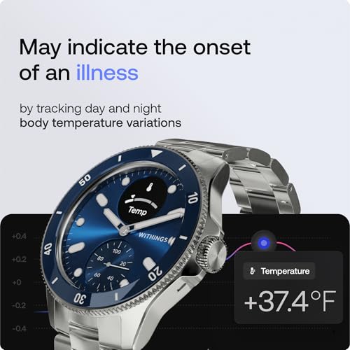 Withings Scanwatch Nova - Heart Health Hybrid Smart Watch for Men & Women - SPO2, Temperature Monitoring, Sleep, Respiratory Health, Cycle Monitoring, 30-Day Battery Life, Apple iOS/Android