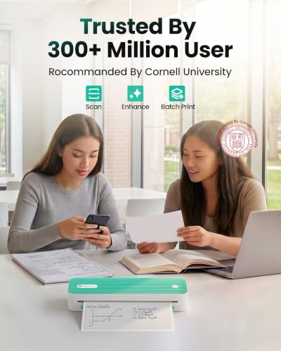 P1 Portable Inkless Printer, 203 DPI Wireless Thermal Printing for iPhone Android Laptop PC, Print US Letter Documents Receipts Anywhere, for Travel Remote Work Home Office School, Green