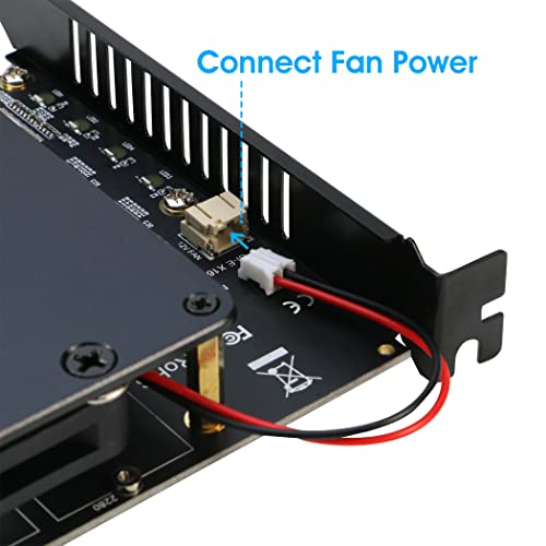 Quad NVMe PCIe Adapter, RIITOP 4 Ports M.2 NVMe SSD to PCI-e 4.0/3.0 x16 Card with Fan Support 2280/2260/2242/2230 NVMe SSD (PCI-e Bifurcation Required)