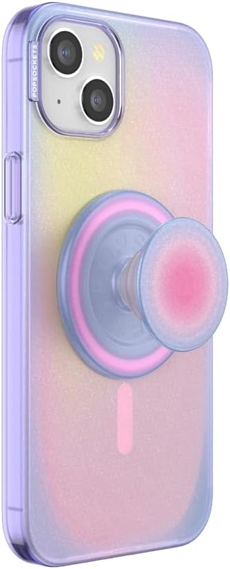 PopSockets iPhone 15 Plus Phone Case with MagSafe, Wireless Charging Compatible, Purple - Aura