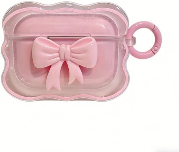 for Airpods Pro 3 Case 2025, Funny 3D Cartoon AirPods Pro 3rd Genaration Case,Floral Bow AirPods Case with Keychain • Cute Kawaii AirPod Cover Pink Bow Case for Women Girls