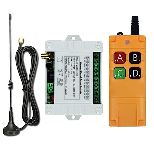 Remote Control Switch DC 12V 24V 36V 10A 4CH 433Mhz 600ft Long Range Wireless Relay Switch for Garage Door, Industrial Control, Household Control etc