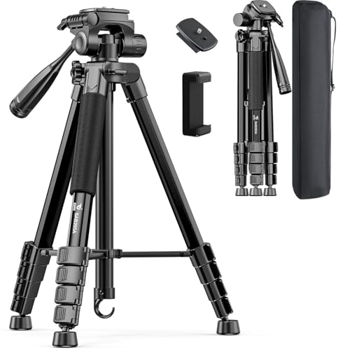 73" Camera Tripod for Camera and Phone, Aluminum Travel Tripod