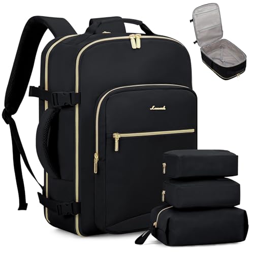 LOVEVOOK 40L Travel Backpack Flight Approved Carry on Backpack,3 Packing Cubes,Waterproof Personal Item Travel Bag,TSA Carry on Luggage Suitcase Travel Essentials,Gifts for Women & Men,fits 17" Laptop