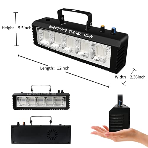 Strobe Stage Lights Sound Activated, 100W White LED Strobe Stage Lights, Halloween Light Effect with Remote Control, Professional DJ Party Lights for Banquet Host