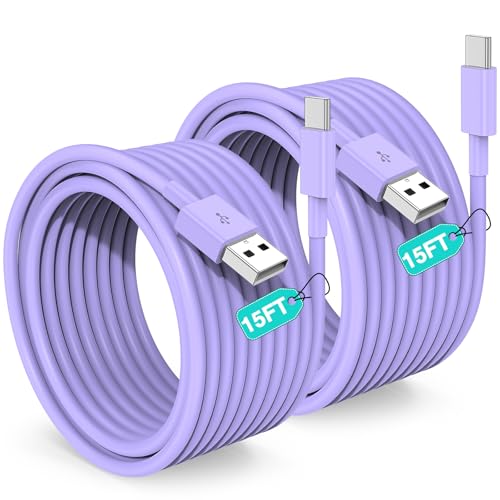 Extra Long USB C Cable Fast Charging 15FT, [MFi Cerytified] Long USB A to USB C Cable for iPhone 16 15 Charger Cord 5m,Type C Cable C Charger for iPhone 16 15 Pro Max/16 15 Plus/iPad/Samsung (Purple) - Image 1