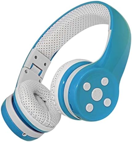 Kids Wireless Headphones, 5 Button Easy Use Bluetooth Toddler Headphones 93db Volume Limited Foldable with Built-in Mic for Cell Phones TV Tablet School Network Boys Girls (Light Blue)