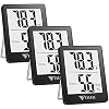 DOQAUS 3 Pack Digital Hygrometer Indoor Thermometer Humidity Monitor Black