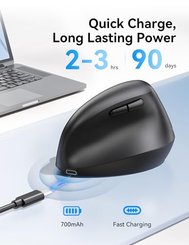 TECKNET Ergonomic Mouse, BT5.3/2.4G, Silent Wireless Vertical, Rechargeable