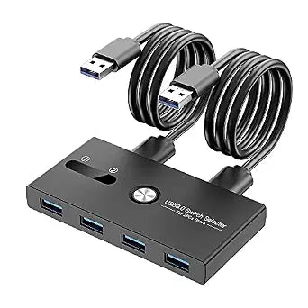 USB Switch, USB 3.0 Switcher 2 Computers Share 4 USB for PC Mouse Keyboard Printer Scanner, USB KVM Switch Selector Compatible with Windows, Mac, Linux