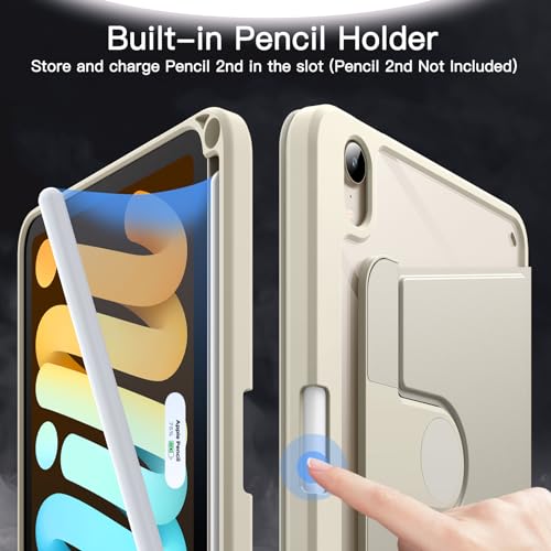 JETech 360° Rotating Case for iPad mini A17 Pro/6th Gen, Starlight - Image 6