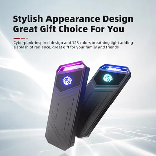 KingSpec Z5 1TB External SSD - 2100MB/s, Portable Solid State Hard Drives with RGB Light, Zinc Alloy Case, USB 3.2 Gen2x2 Interface, Compatible with Mobile Phone/PS4/Laptop/TV/PC (1TB)