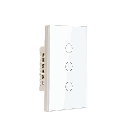 WiFi Smart Wall Light Switch, 3 Way Multi-Control, 2.4GHz Wi-Fi Touch Switch, Neutral Wire Required, Adapt with Smart Life/Tuya App, Compatible with Alexa and Google Home, White 3 Gang