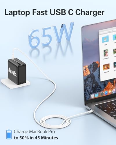 Lcssio 2 Pack 200W USB C Charger with 4 USB Cables, 6-Port Wall Charger