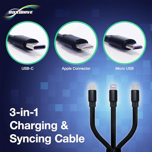BoxWave Cable Compatible with Blackview Active 8 Pro - AllCharge PD miniSync (100W), Retractable High-Speed Charging Portable USB Cable - Jet Black