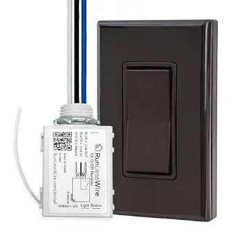RunLessWire Single Battery-Free Wireless Light Switch Kit - Brown