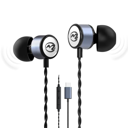 MORMOQUE EP09 Hi-Fi Stereo USB C Headphones,Type C in-Ear Wired Earbuds with Deep Bass and Built-in Mic,Noise Isolation Earphones with 4.9 ft Long Cord for Music Lovers,Podcasts and Calls