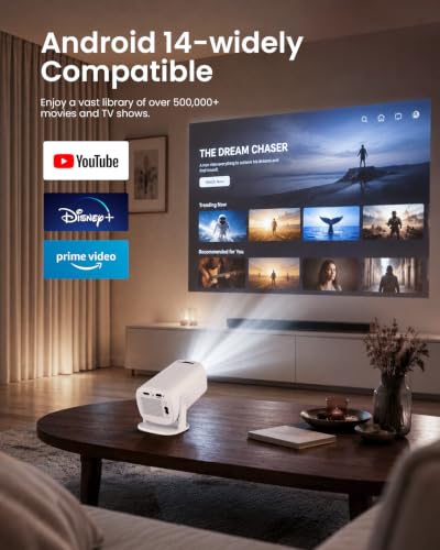 Mini Portable Projector with WiFi Bluetooth, Built‑in Android 14 Apps
