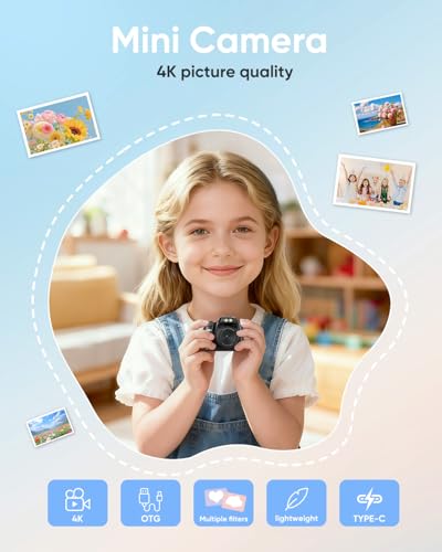 Mini Keychain Camera 4K 64MP Retro Mini Digital Camer Set with 32GB Card
