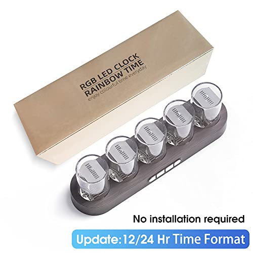 Cadmos Nixie Tube Clock.Glow Tubes Analog Clock.Creative Retro Digital Variable Color.Exquisite Desktop Decoration- Gift Idea-No Assembly Required (Imitation Wood Grain)