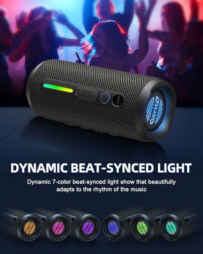 OHAYO Portable Bluetooth Speaker, IPX7 Waterproof, 24W Stereo, LED Lights - Image 4