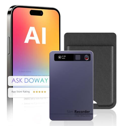 AI Voice Recorder, Pocket AI Recorder with Transcribe & Summarize, AI Noise Cancellation Technology, 64GB Memory, 35 Hours Recording, App Control, Supports 152 Languages for Lectures, Meetings, Calls