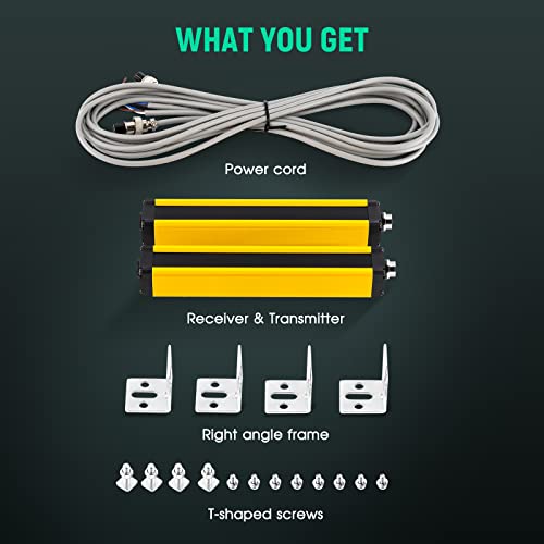Antstone Safety Light Curtain Sensors Safety Light Grating Security Protection Device 40mm Beam Pitch(4 Beams)