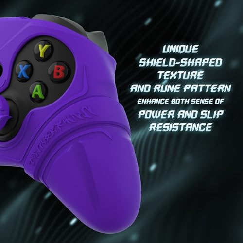 PlayVital Silicone Controller Cover for Xbox Series X/S with Thumbstick Cap & Sticker- Runes Edition Anti-Slip Grip Skin, Shockproof Protector for Xbox Core Wireless Controller(Purple)
