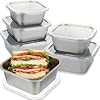 6 Pcs 304 Stainless Steel Food Storage Containers with Lids, Leakproof Meal Preparation Container Stackable Food Container Boxes for Kitchen Picnic, Dishwasher Safe(Square, 20/30/40 oz)