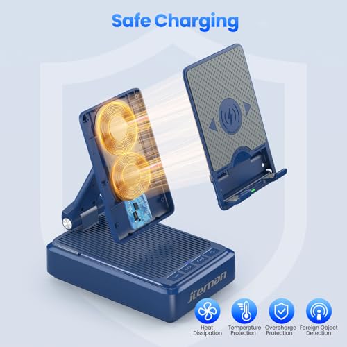 Jteman Cell Phone Stand with Bluetooth Speaker and Wireless Charger