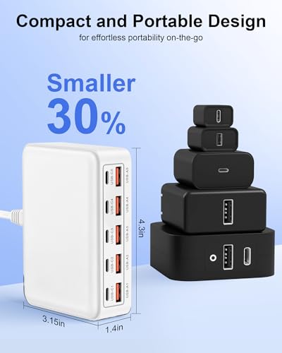 USB C Charger Station for Multiple Devices, 10-Port USBC Charging Hub