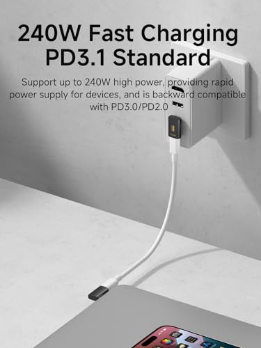 Hagibis USB-C Adapter Kit, Multifunction 80Gbps 240W 8K@60Hz USB4 V2.0 Type-C Right Angle Adapter 90 Degree Convertor Set Magnetic Storage Case with USB4 Cable and SIM Card Eject Pin
