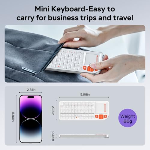K809 Mini Wireless Keyboard with Touchpad, Easy Media Control - White
