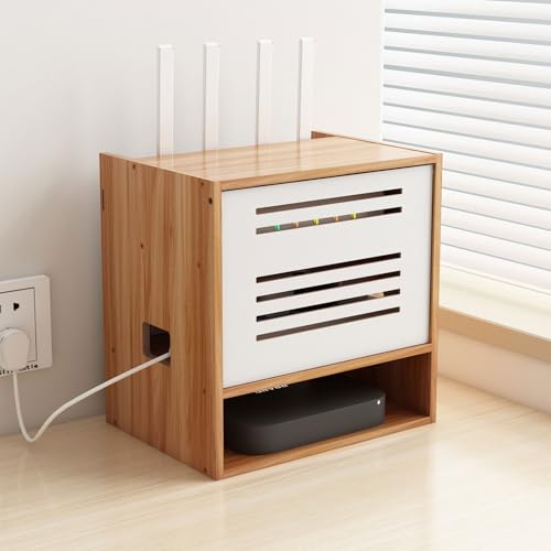 WiFi Router Storage Cabinet, Multi-Functional Router Storage Box, Multimedia Concealment Cabinet, for Living Room, Office, Bedroom(30 * 31cm/11.8 * 12.2in)